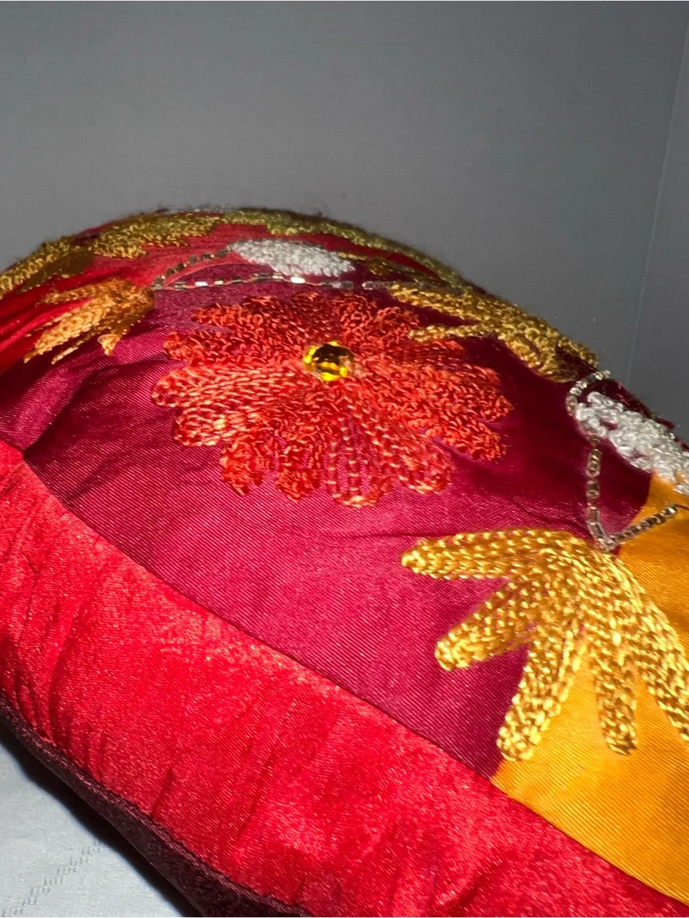 🔥🔥🔥Pier 1 Embroidered Decorative Half Moon Pillow